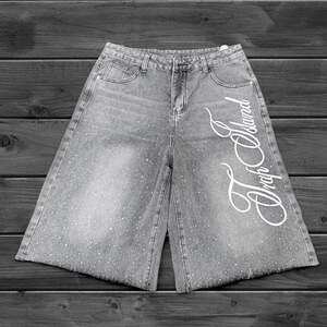 Y2K Ultra Baggy Rhinestone Denim Jorts